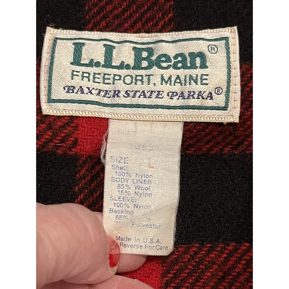 Vintage LL Bean Baxter State Park Red Plaid Buffalo Freeport Maine USA Made Sz L - Picture 6 of 8
